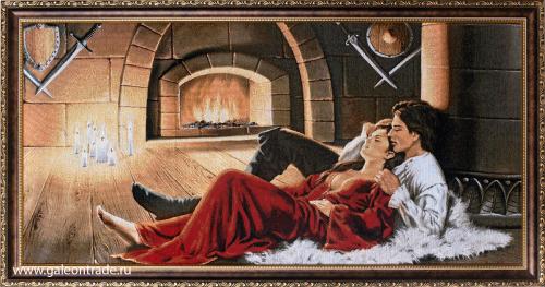 Картина гобелен 40x80 Свидание у камина /M013/10039-1/