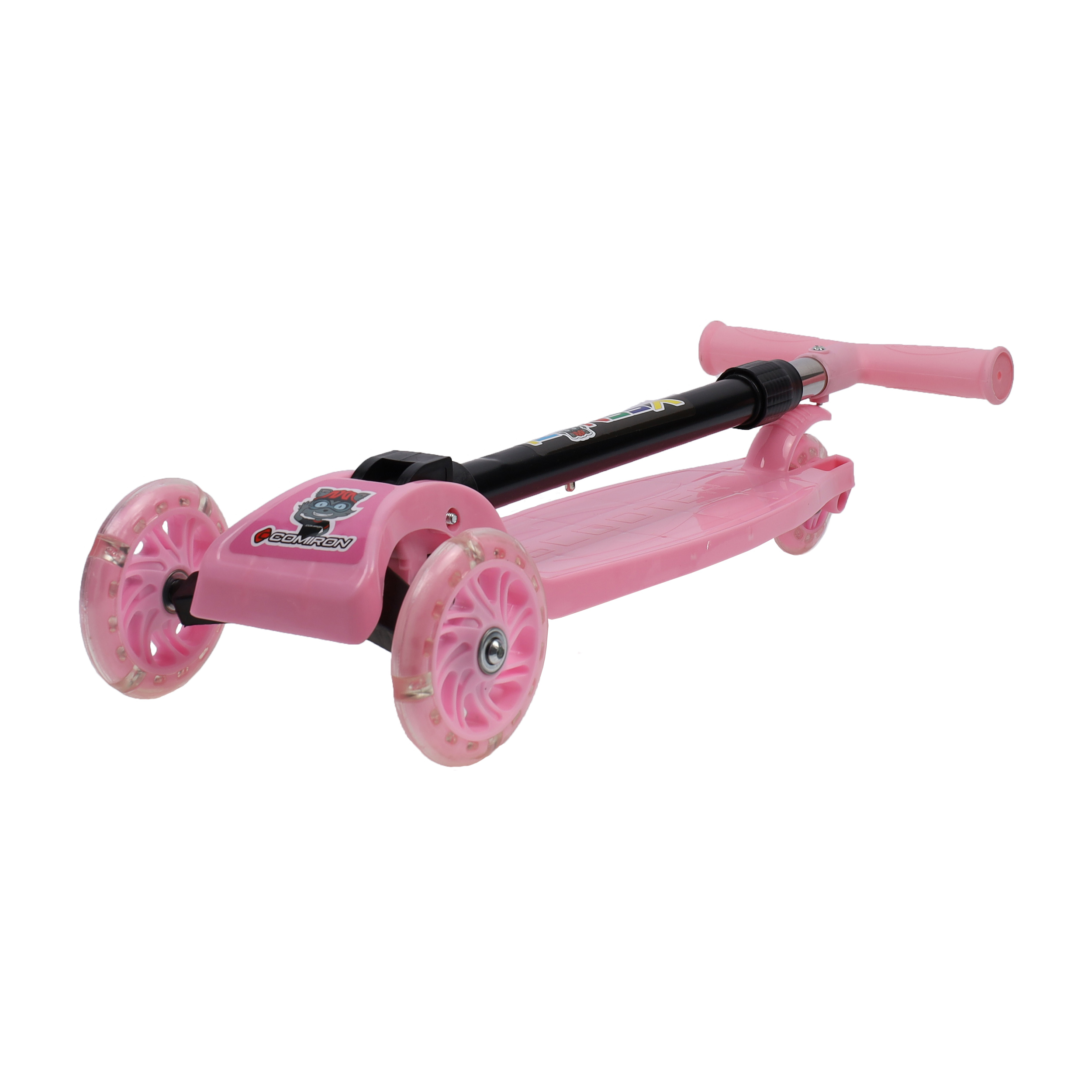 Самокат трехколесный облегчённый для детей от 3-х лет Yeenot GT105, нагрузка до25кг, вес 1,2кг, светящиеся колёса 110мм, цвет розовый БК/уп13