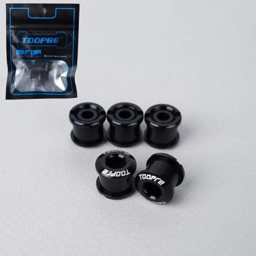 Бонки алюминиевые TOOPRE CN-02 12х12х9.6mm болт + гайка 8.5мм высота для крепления передних звёзд к системе шатунов. Набор 5 штук. Черный /уп 150/