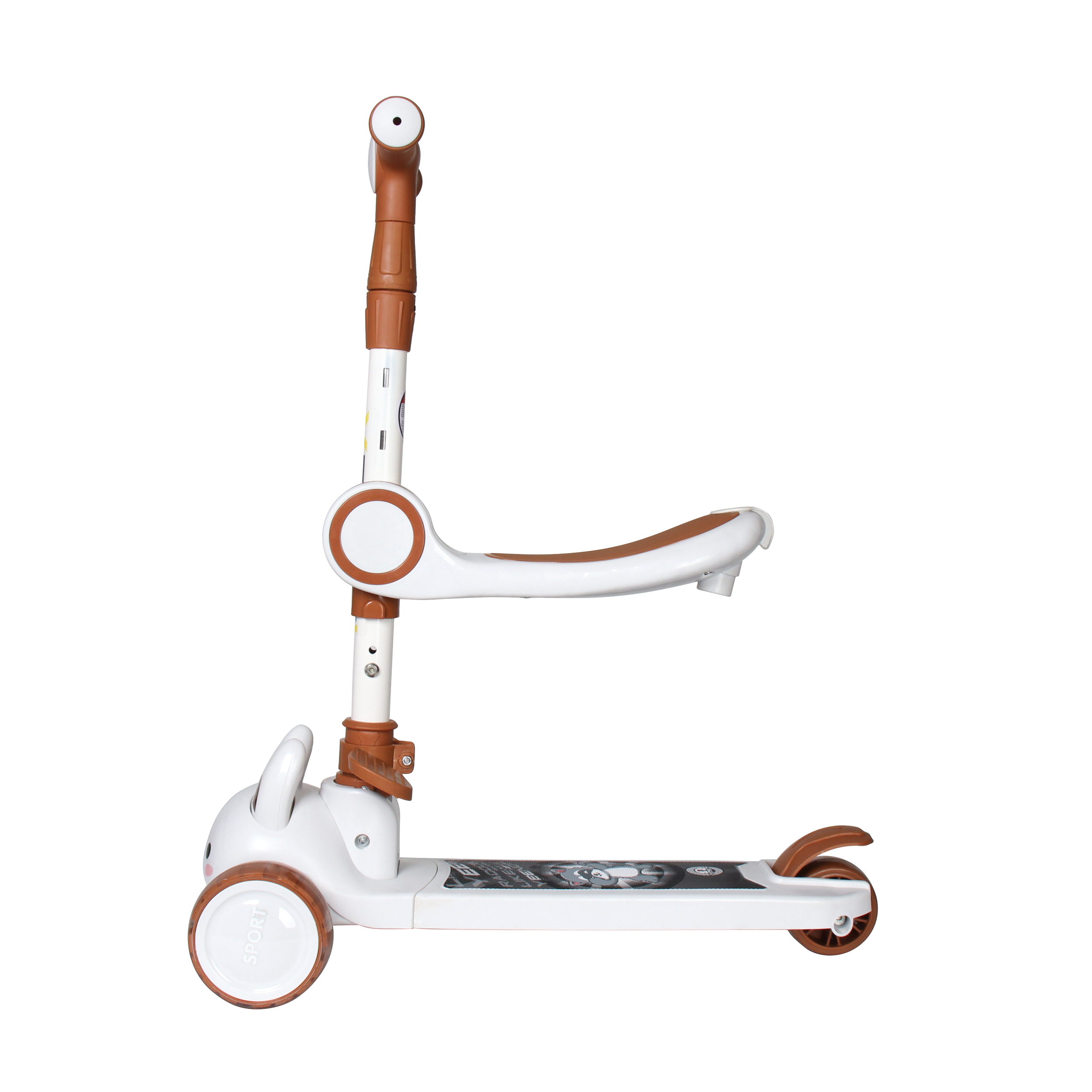 Самокат 3-х колесный COMIRON Yeenot Зайчик / JLBB-808 seat /уп 8/ коричневый
