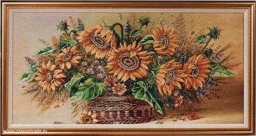 Картина гобелен 40х80  Подсолнухи /M017 / FR3523-9 /золотая нить