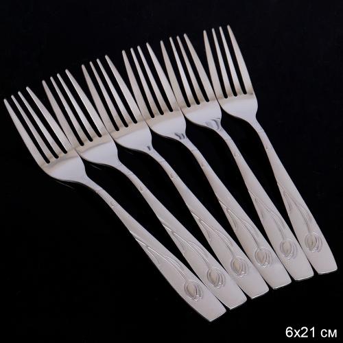Вилка столовая 6 штук Серебро Тюльпан Глянец / R-634 /уп 100/ 0,30