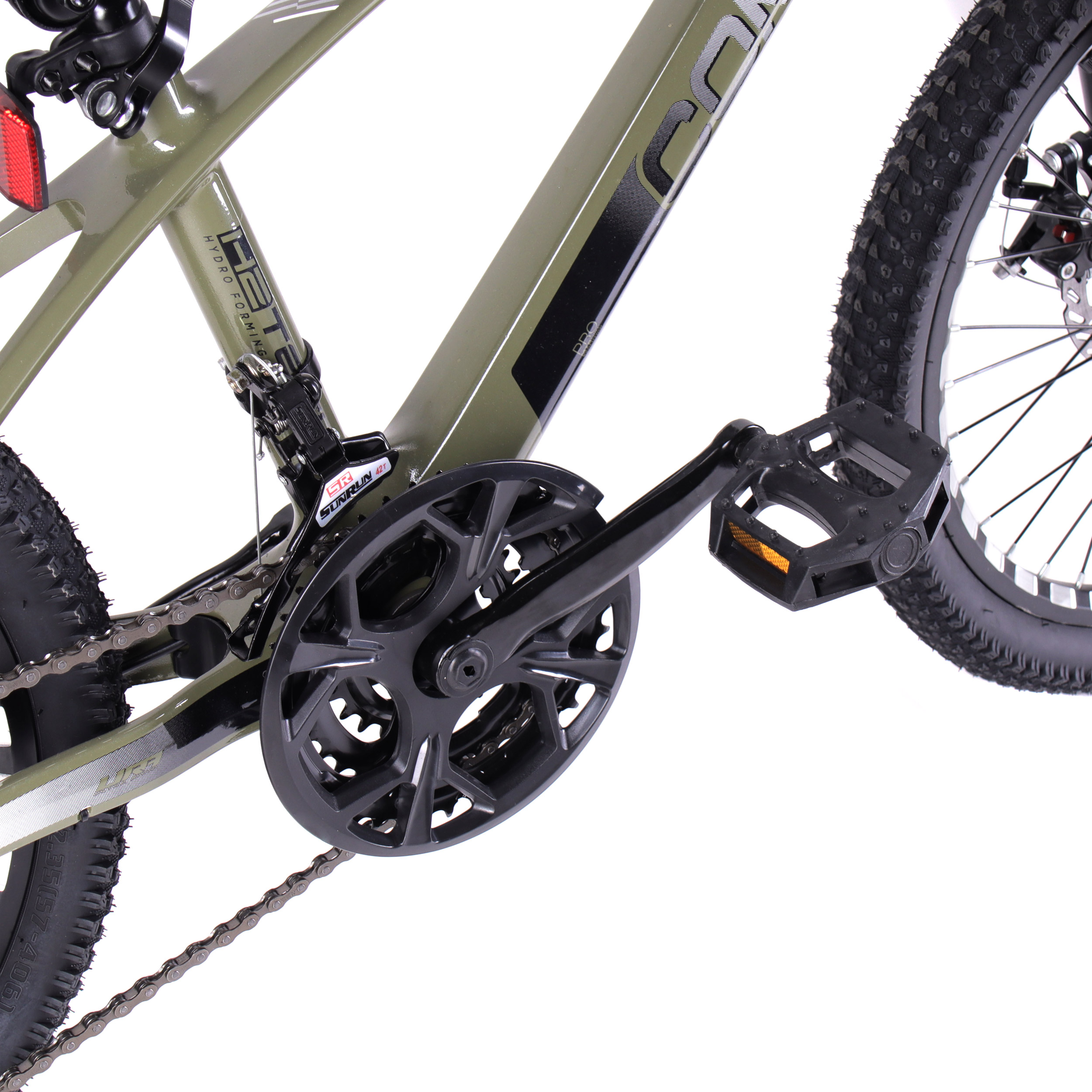 Велосипед 20" R20K COMIRON RAPID хаки матовый серебристо-чёрный глянцевый