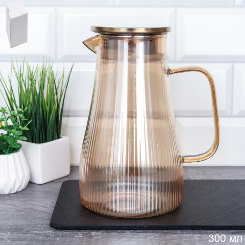 Кувшин 1400 мл стеклянный / LCWJ-7449 /уп 36/ Металлическая крышка