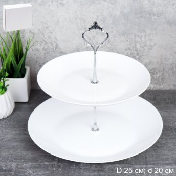 Ваза Фуршетница 2-х ярусная Евро Дэй белая / FLYGP80/LPP100 /уп 12/ 746568     