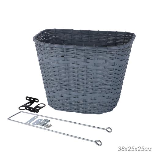 Корзина для велосипеда пластиковая плетеная серая. / 1DVMI-19 / уп 30