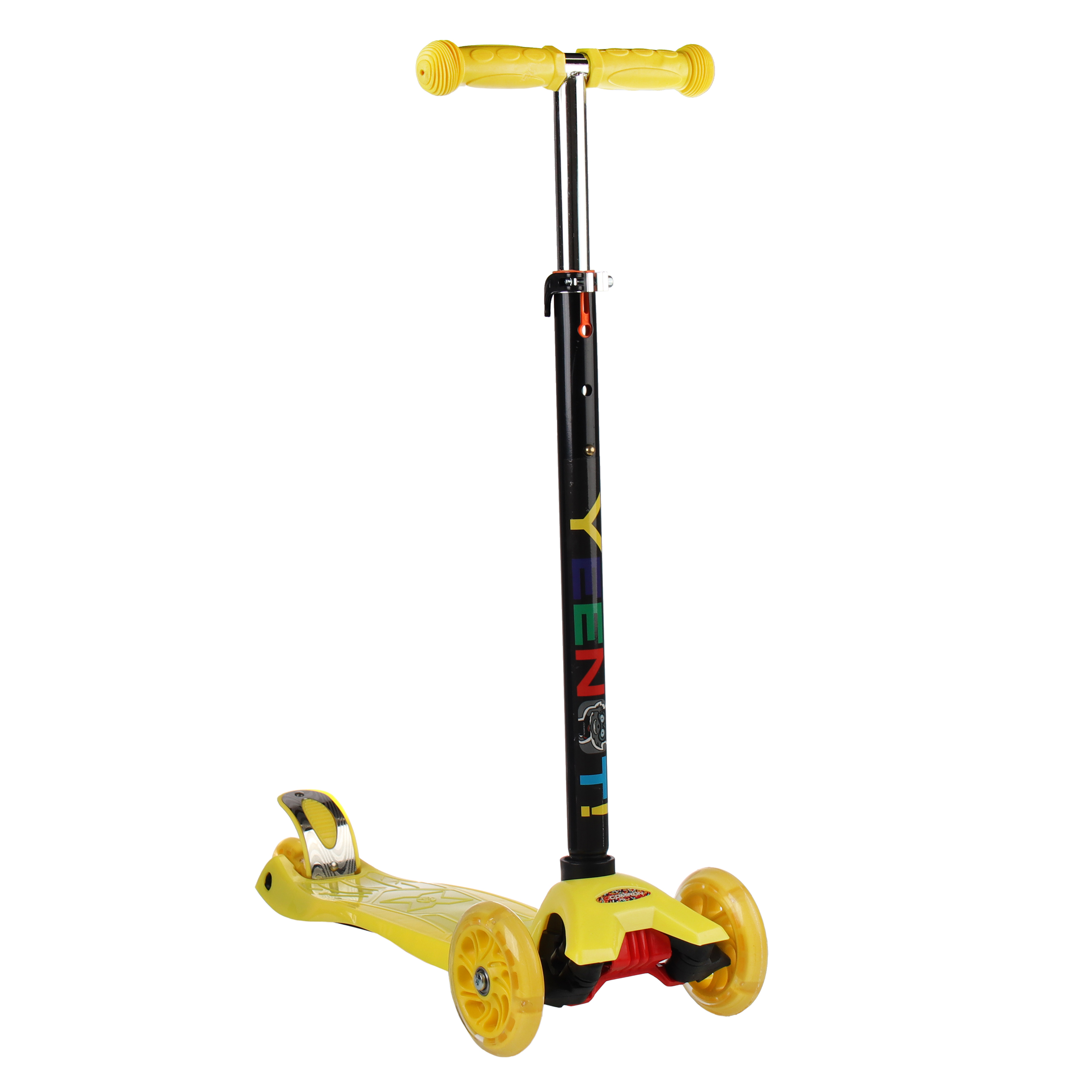 Самокат трехколесный от 3-х лет Yeenot Kids GT4108, до 50кг, вес 2.3кг, свет. колёса PU 116мм ABEC7, жёлтый, БК/уп10/ АКЦИЯ!