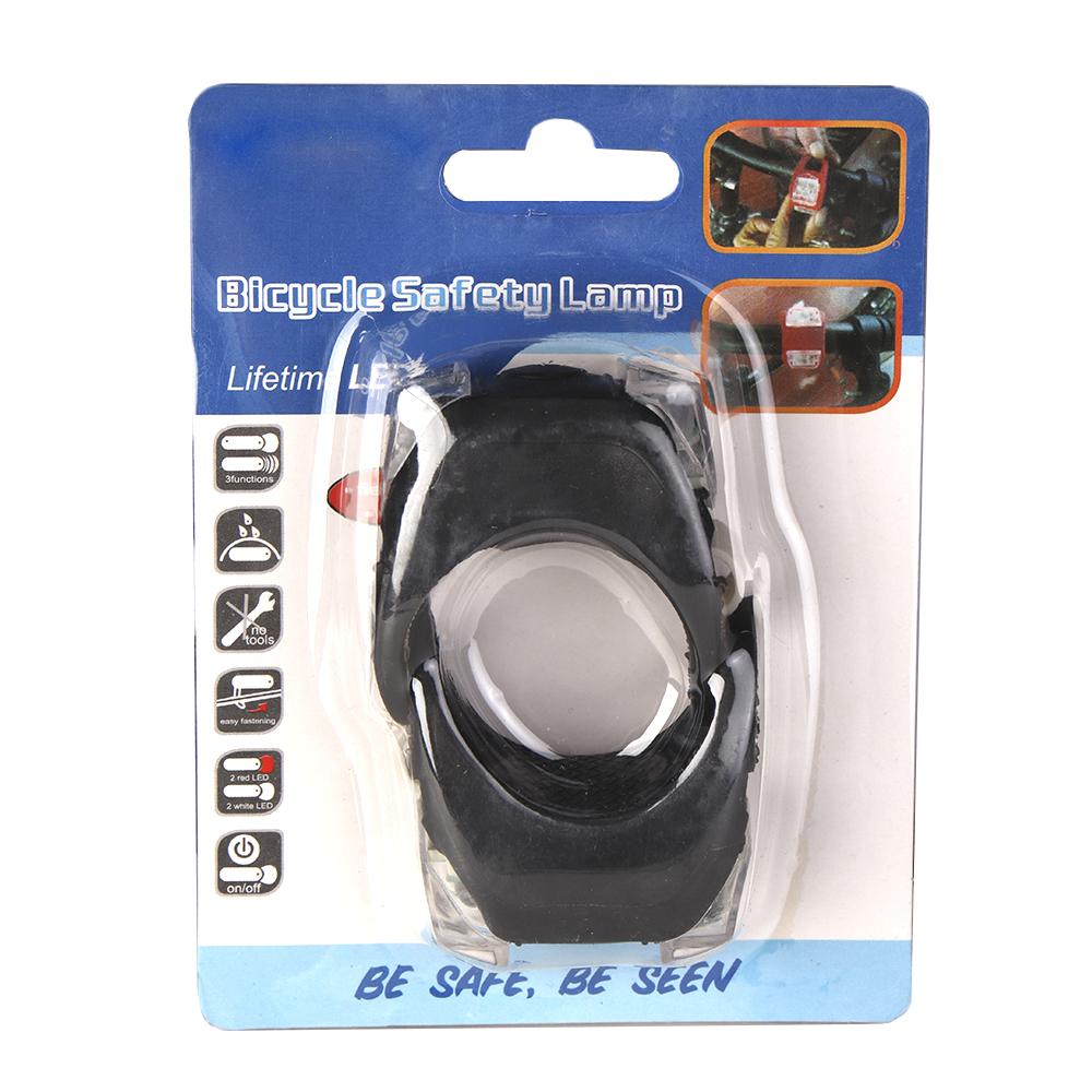 Фонарь двойной LED2 в силиконовом корпусе на руль велосипеда скутера на шлем питание от батареек чёрный набор из 2 штук /689378/