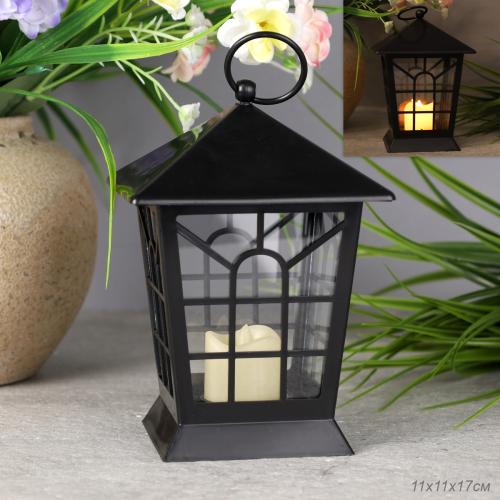 Светильник фонарь настольный Новогодний 17 см новогодний / YR03-17 /уп 6/72/черный от батареек