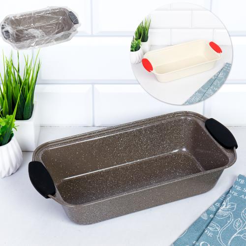 Форма для выпечки Кекса и хлеба 30х15х6 см Мрамор с силиконовыми ручками/ FSD-942 /уп 60/ 0.27/