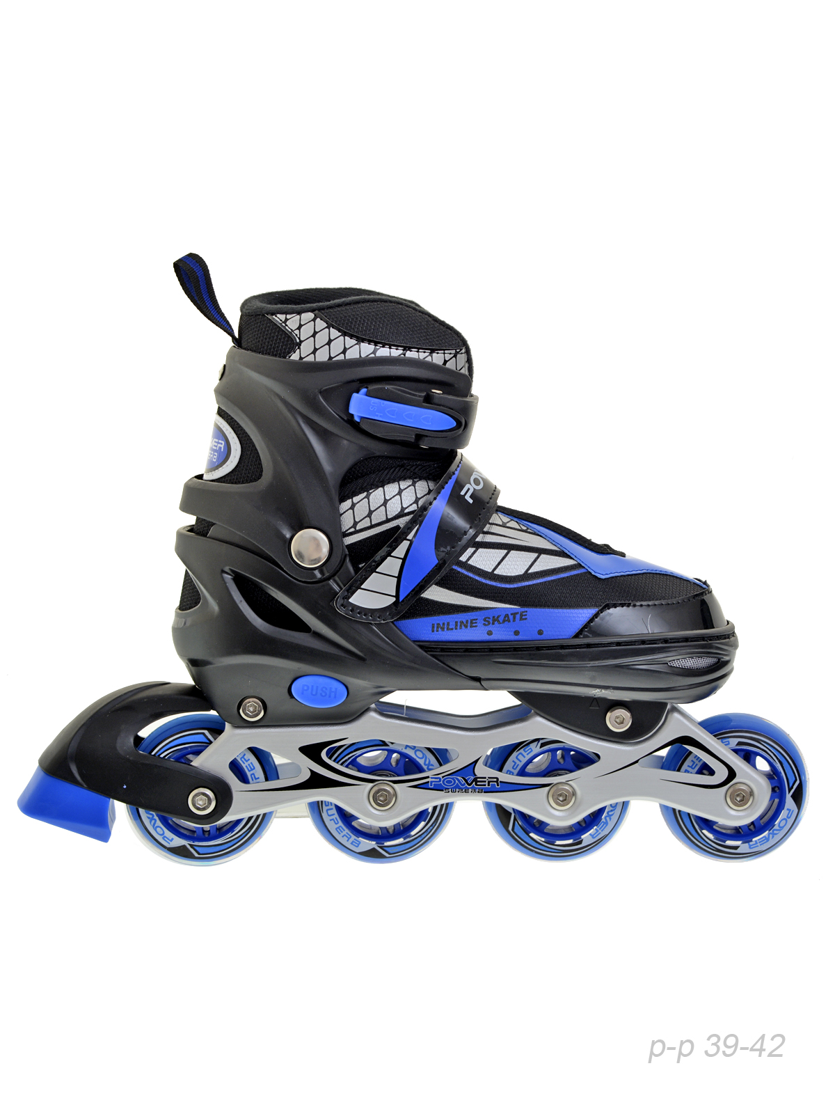 Роликовые коньки POWER / Q606 L /уп 6/ (39-42)  синие