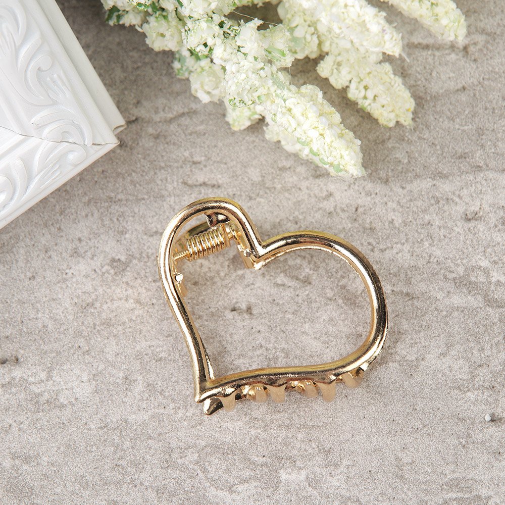 Крабик для волос 3,5 см Сердце / NK-22 /уп 12/металл/золото