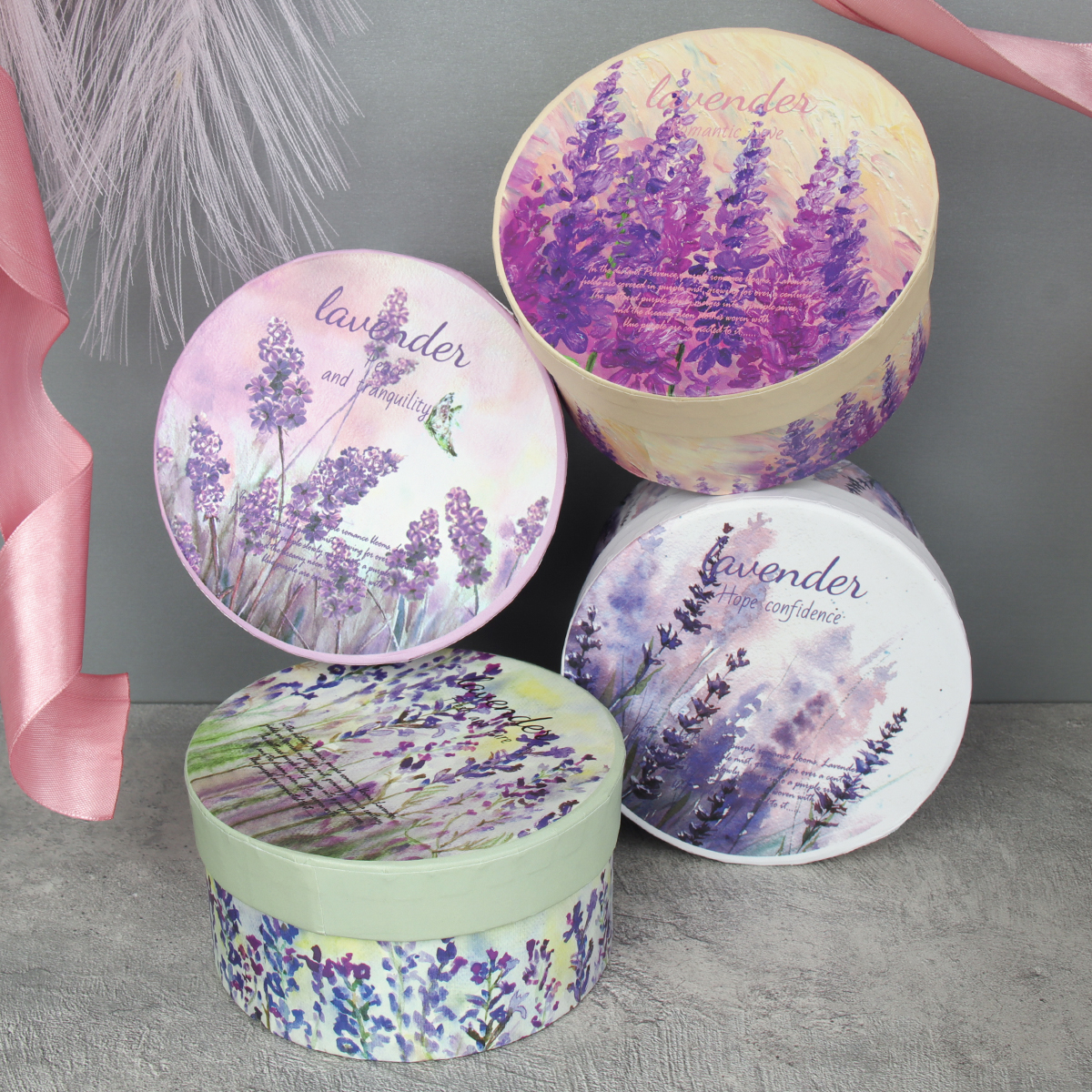 Коробка подарочная круглая 10х10 см / S139-SY623 /уп 12/216/лаванда