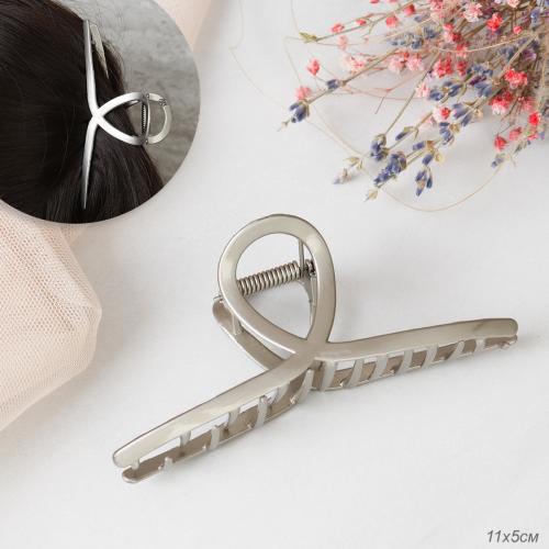 Заколка-краб для волос 11 см / XY2415-1 /уп 20/80/металл/серебро