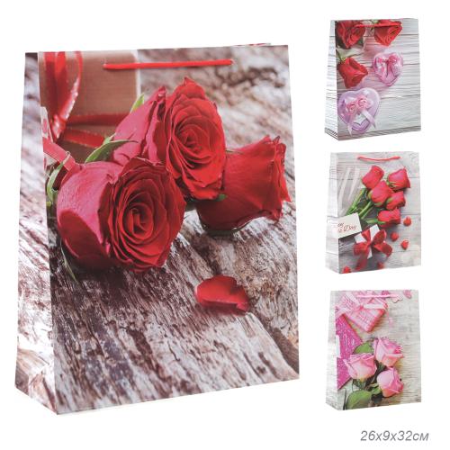 Пакет подарочный 26x32x9см / 462M /уп 12/960/микс/128г/м2