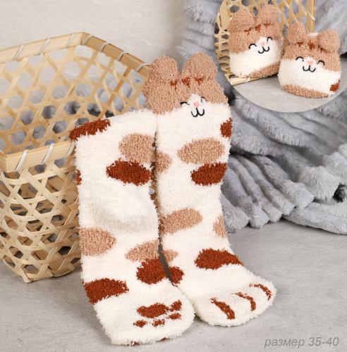 Носки женские флисовые р. 35-40 Лапки новогодний № 2 / MNZ-19/2 /721638