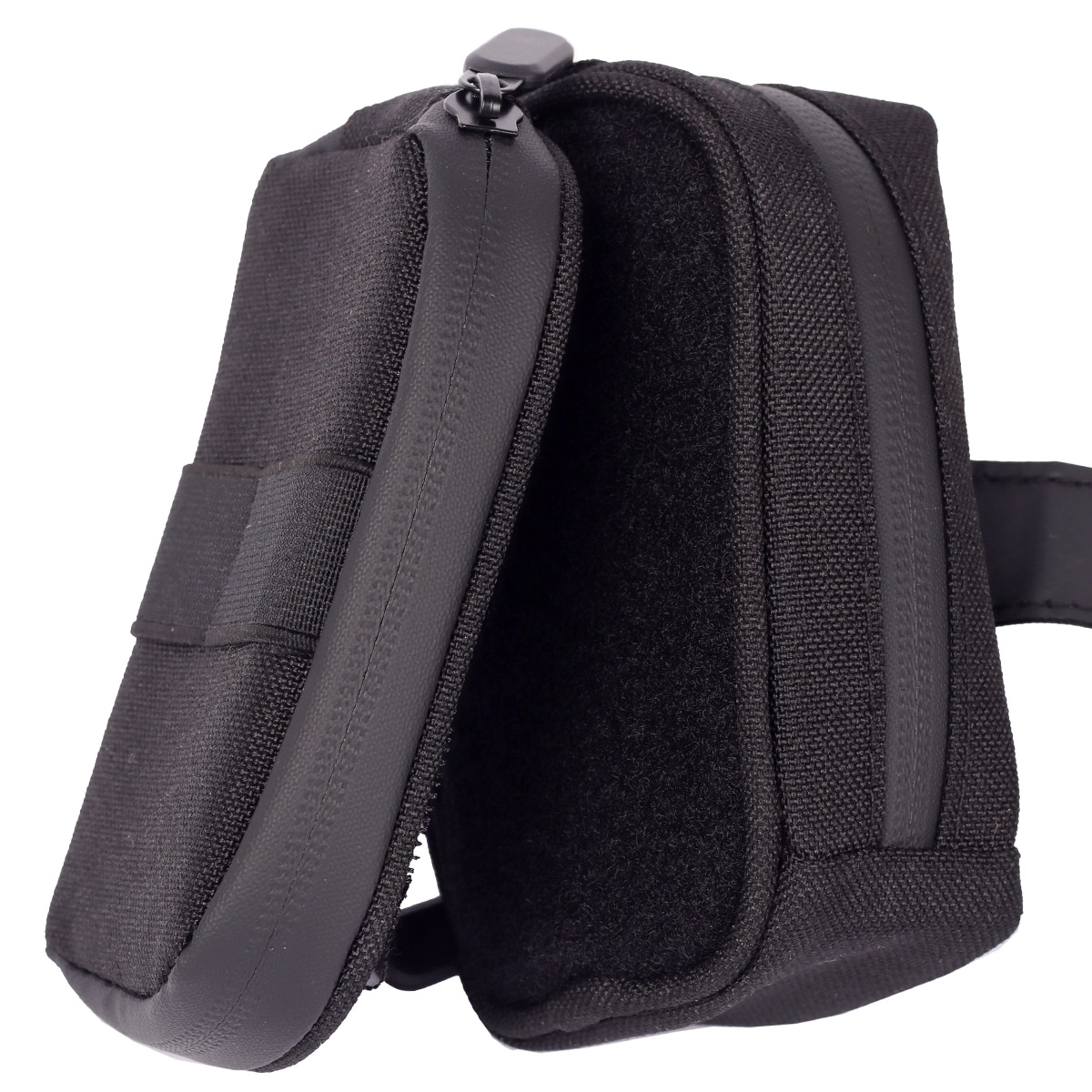 Сумка велосипедная подседельная ESLNF, материал 900DPU Polyester, отделение на молнии, доп съемное отделение, 12х9х6см, 0.5л, 97гр, Черная /уп 50/