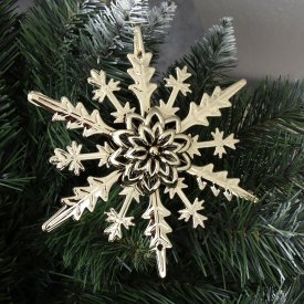 Новогоднее украшение Снежинка ЗОЛОТО 15*13.5*3.5 см / LF-7815G/S /уп 480/ 730495
