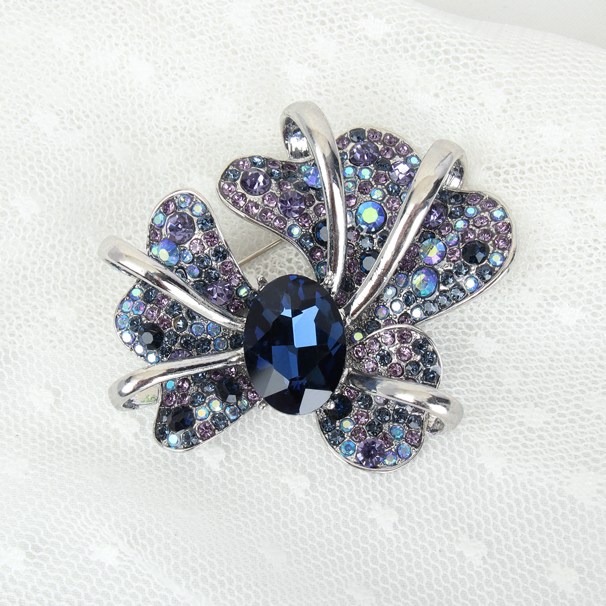 Брошь Цветок синий / 4286 /уп 12/