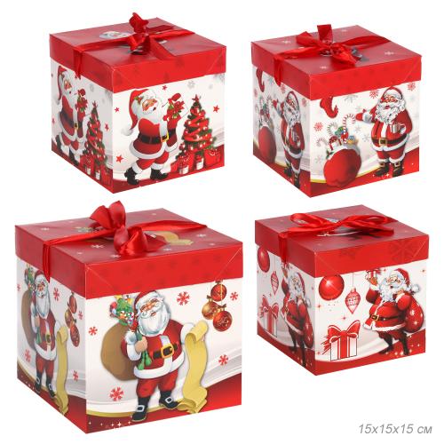 Коробка подарочная 15x15x15 см складная / 120-M /уп 12/840/Новый год