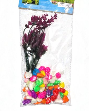 Водоросли c камнями 12 см Вишневые / KW-2760 /уп 24/480/705005