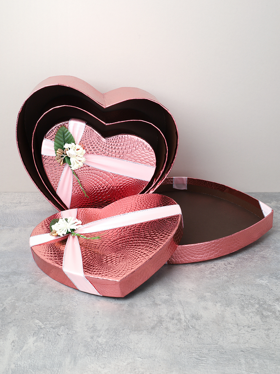 Коробка подарочная 3 штуки Сердце набор / C2-2304 /уп 36/