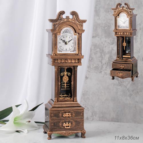 Часы настольные 36 см коричневые / 63316В /уп 24/пластик