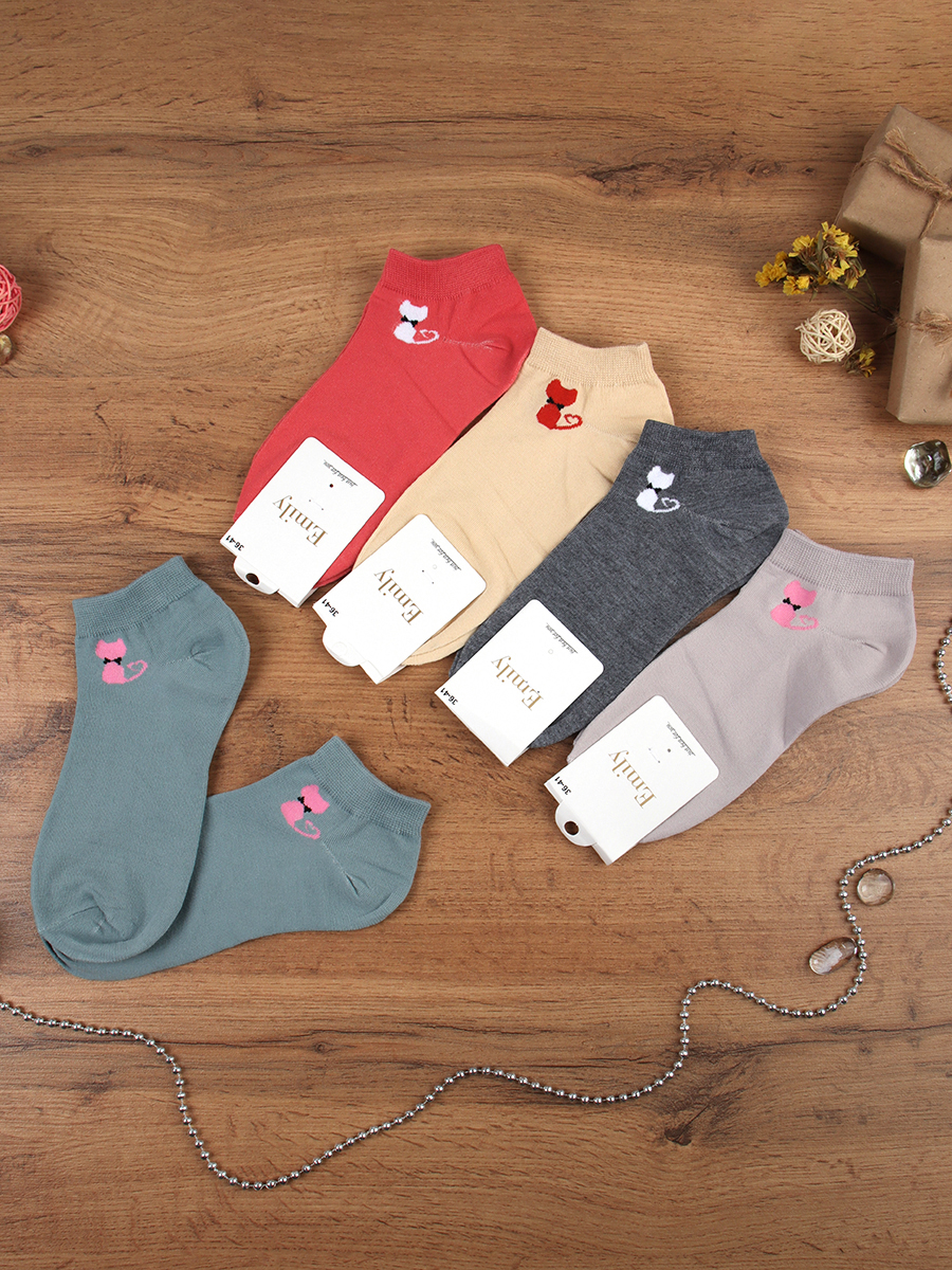 Носки р. 35-40 Кошка короткие / L802 /уп 10/500/1200/ ОДНА ПАРА/ МАРКА