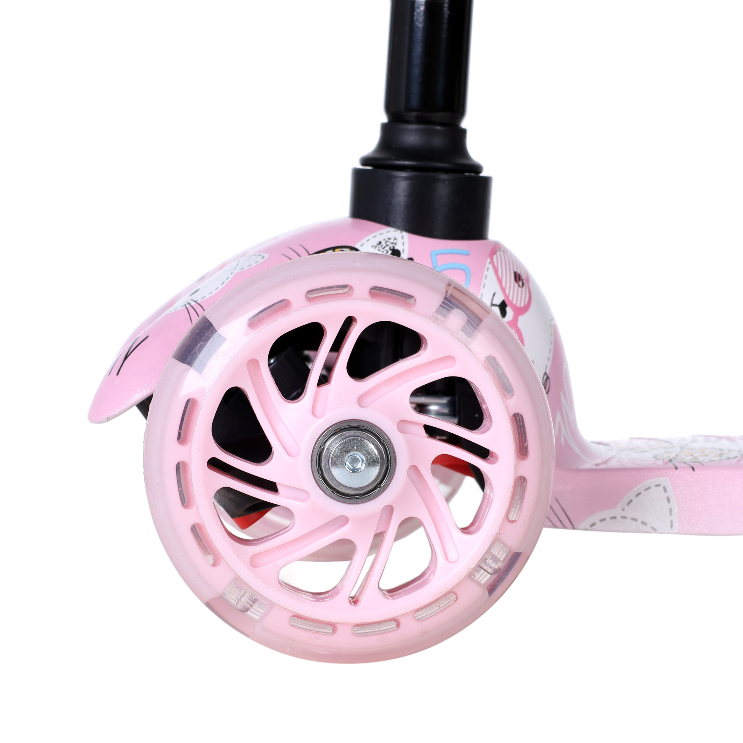 Самокат трехколесный для детей от 2-х лет Yeenot GT4105P52, нагрузка до 30кг, вес 1,8кг, светящиеся колёса PU 110мм, цвет розовый Котёнок БК/уп10