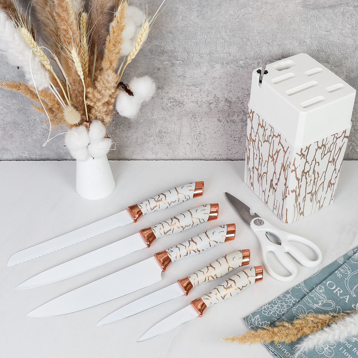 Набор кухонных ножей на подставке 7 предметов / WG-610 /уп 12/