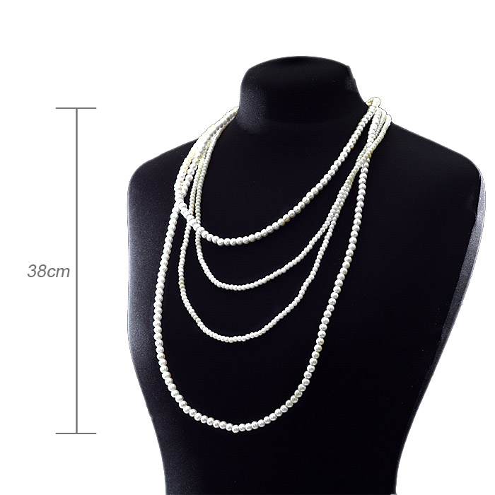 Бусы жемчуг многослойные 80 см / 530-18 /уп 12/белые/АКЦИЯ