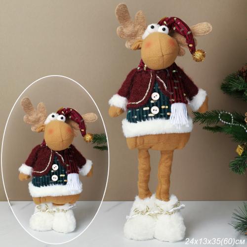 Новогоднее украшение Олень на телескопических ножках 35/60 см / SH056-3 /уп 72/