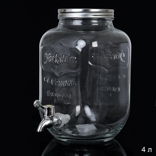 Банка с краном 4 л для напитков / 1898-4000 /уп 12/ Лимонадник/цв.кор