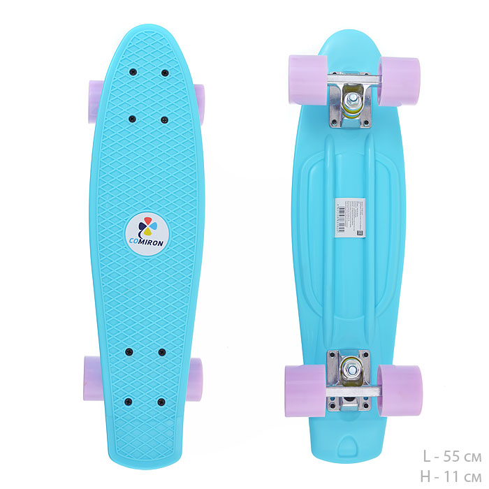 Пенни-борд Woohooo GO / Голубой + сиреневые PU колеса  / уп 8