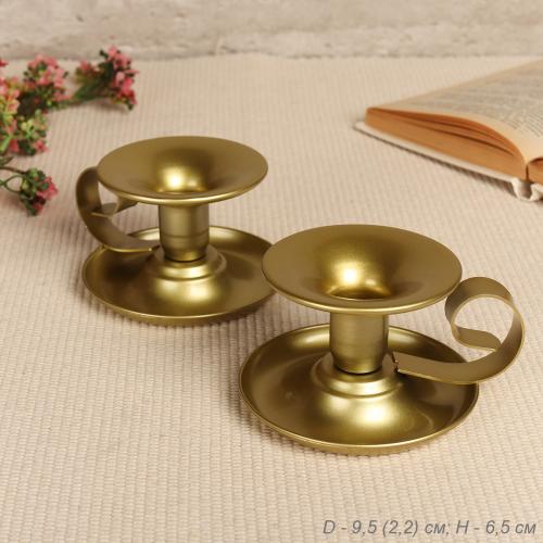 Подсвечники 2 штуки набор 6 см золото / HA-11 /уп 50/