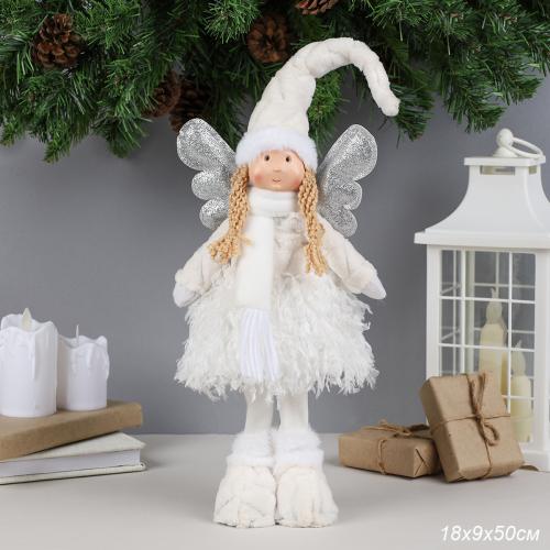 Новогоднее украшение интерьера 50 см Ангел / W-1023 /уп 24/белое платье
