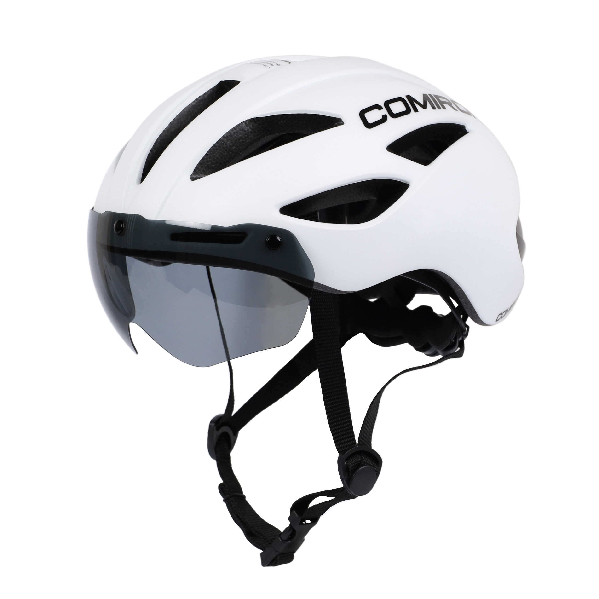 Шлем велосипедный с визором COMIRON. Цвет: White. Размер: L (58-62см)  / MX-100T / уп 12