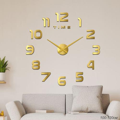 Часы настенные 3D наклейка 100-120 см / ZH002G/3 /уп 50/ золото