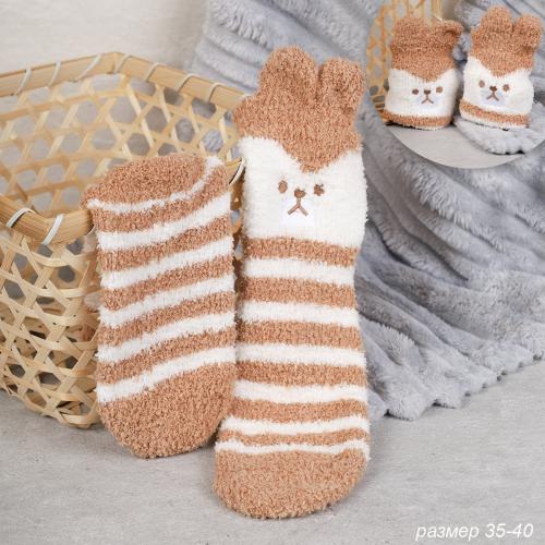 Носки женские флисовые р. 35-40 Лапки новогодний №11 / MNZ-16/11 /уп 12 /700654