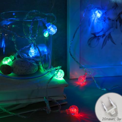 Гирлянда 4 м 20 LED / NEW17 /уп 100/разноцветный Новогодняя