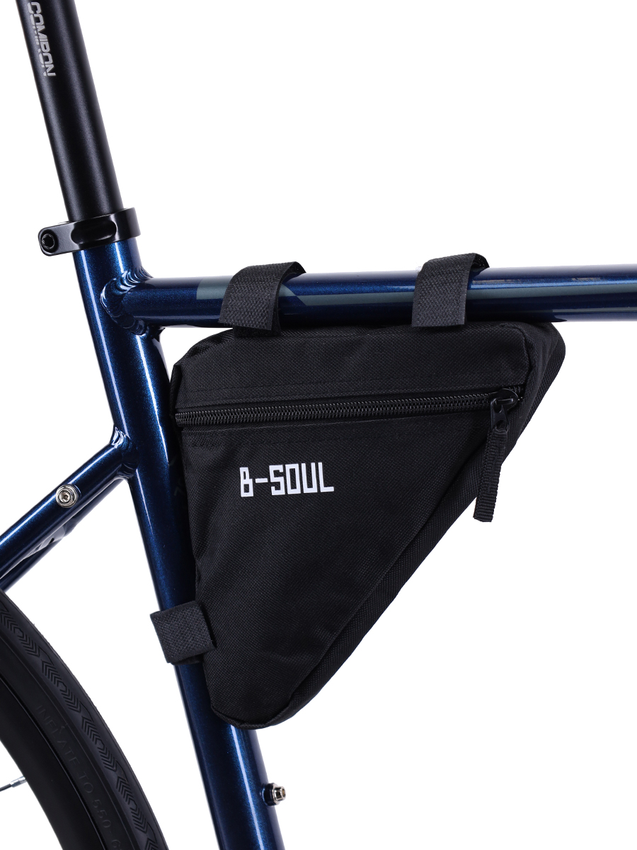 Сумка велосипедная подрамная BICYCLE SOUL, с боковой молнией, крепление velcro, чёрная 20х18,5х4см. /уп 100/200/