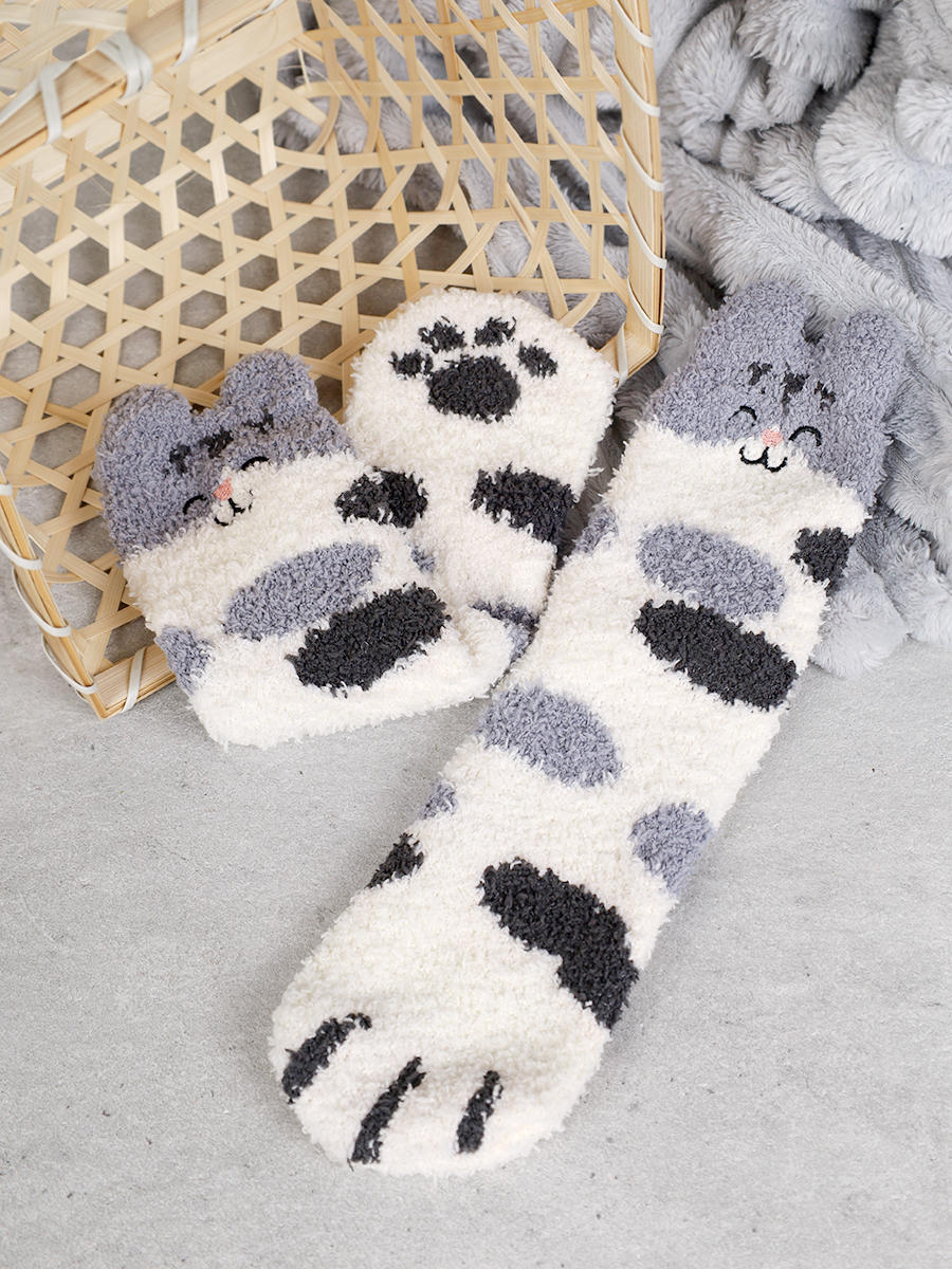 Носки женские флисовые р. 35-40 Лапки новогодний № 4 / MNZ-19/4 /721638