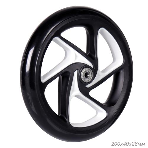 Колесо PU для самоката, обод пластиковый 200/40/28 мм с 2 подшипниками ABEC-9 /Ji200R-200/уп 42/ белый