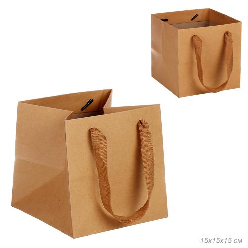 Пакет подарочный 15х15х15 см крафт / LT-212-1 /уп 12/960/ 260г
