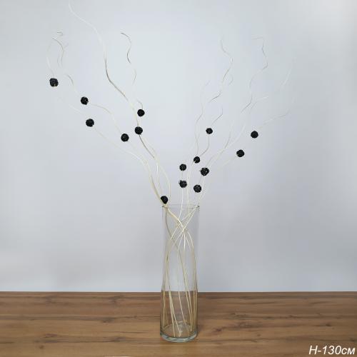 Сухоцвет набор 10 штук 120 см (китте 3 см.15 шт) / 0410-5B /уп 20/200/белая палка черный шар