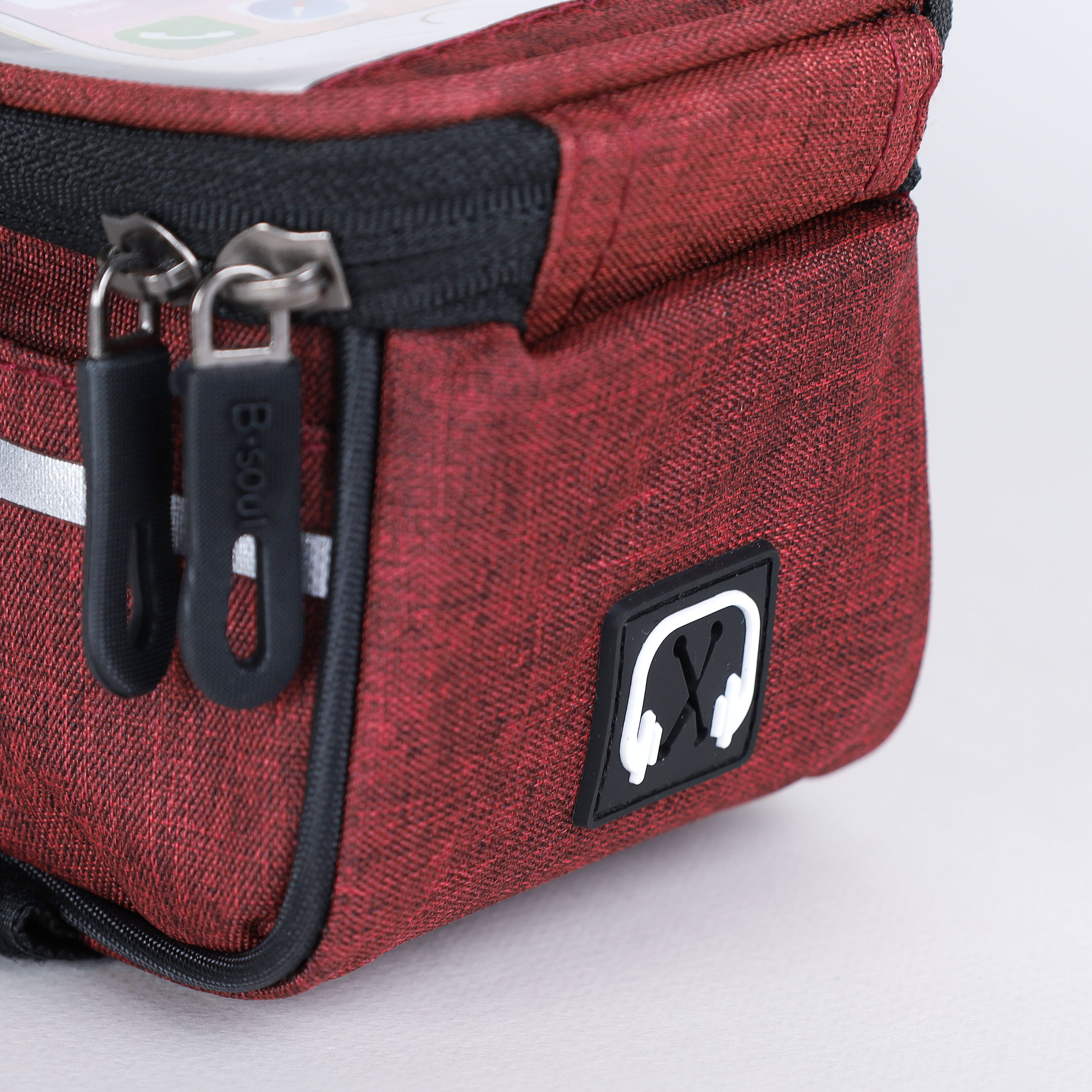 Сумка велосипедная на раму BICYCLE SOUL, с отделением для смартфона 6.0", основной отсек на молнии, бордовая, 21x10.5x9см. /уп 50/