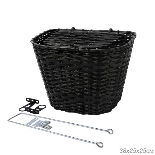 Корзина для велосипеда пластиковая с крышкой черная. / 1DVMI-13 / уп 30