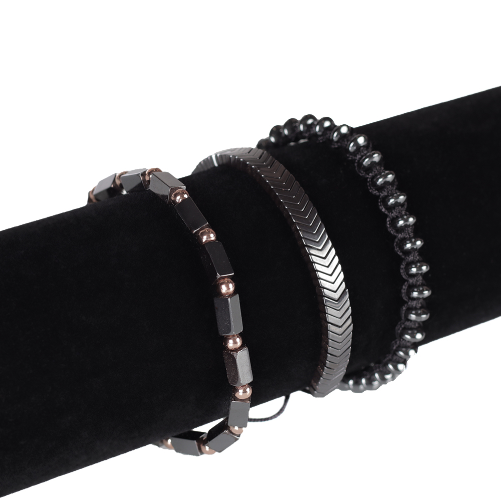 Браслет-оберег Гематитовый набор из трёх штук / ZJ2276 /уп 12/