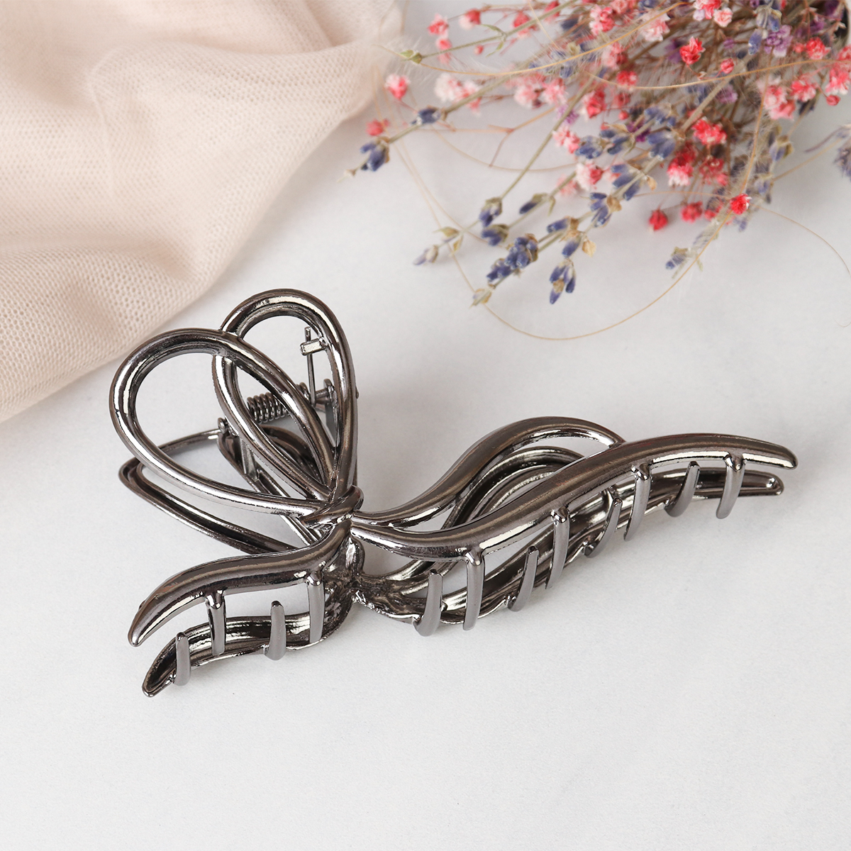 Заколка-краб для волос / XY2415-6 /уп 40/металл/серебро