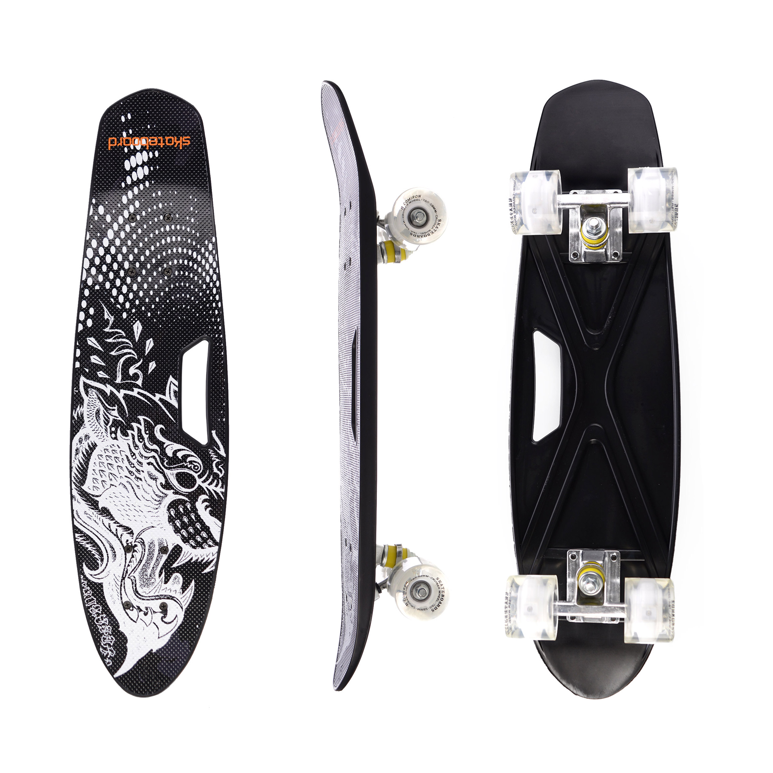 Пенни-борд Woohooo White Dragon / полиуретановые колеса / уп 8